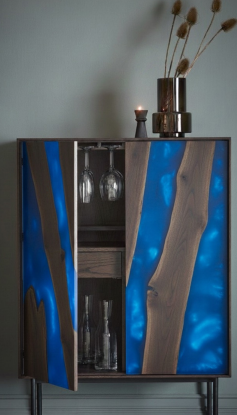 Rustic Wave Solid Wood Bar Console image 3